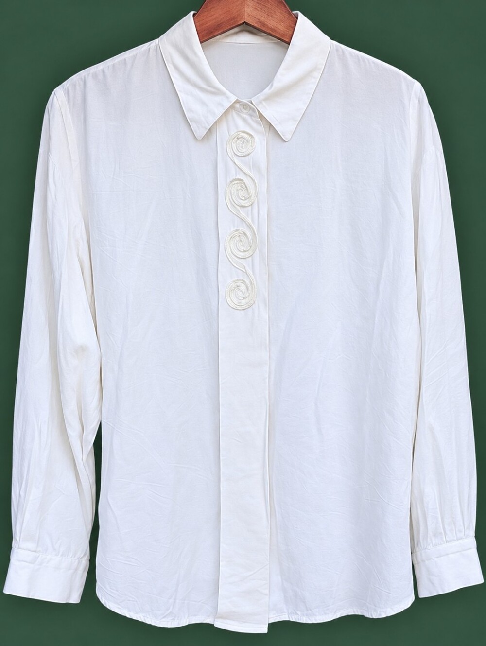 Vintage Impressions of California Ivory Embroidered Blouse Size L